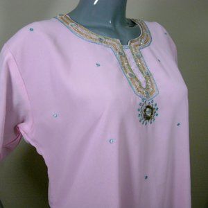 Beautiful Pink Silk Blouse with Embroidery